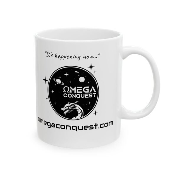 Omega Conquest Ceramic Mug - Unique 11oz - Space fantasy Coffee Cup with Inspirational Quote - Image 4
